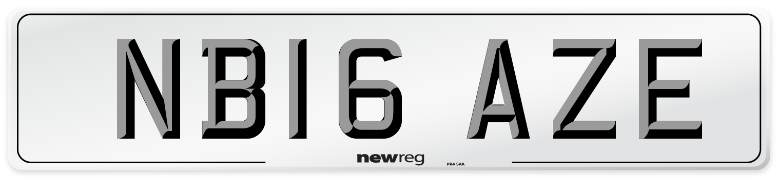 NB16 AZE Number Plate from New Reg